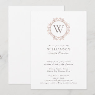 Invitation Elégant Monogramme Famille Réunion