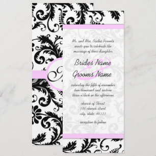 Invitation Elégant Monogramme Floral Mariage damassé Invitati