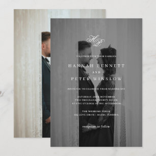 Invitation Élégant Monogramme Initiales Minimal Mariage photo