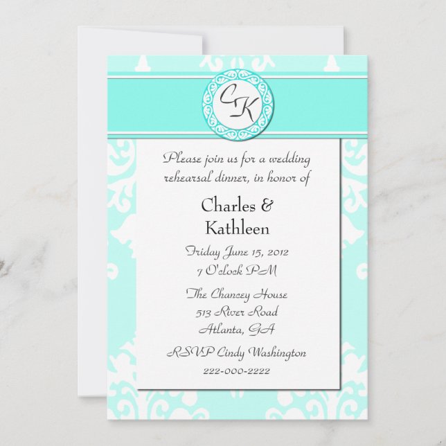 Invitation Élégant Monogramme Mariage de répétition Invitatio (Devant)