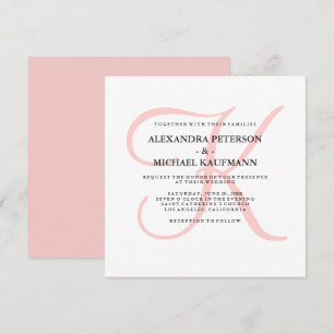Invitation Élégant Monogramme moderne en Mariage rose
