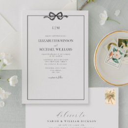 Invitation Élégant monogramme noir et blanc