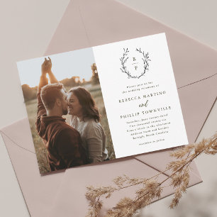 Invitation Élégant Monogramme noir et blanc Mariage officiel