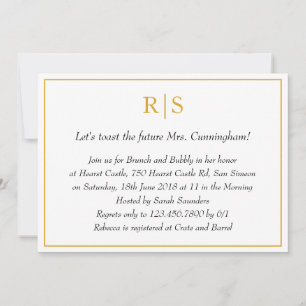 Invitation Élégant Monogramme Or Brunch nuptial