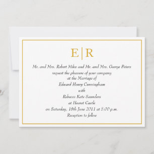 Invitation Élégant Monogramme or Mariage royal