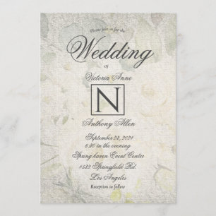 Invitation Elégant Monogrm Floral Aquarelle Rustique Mariage