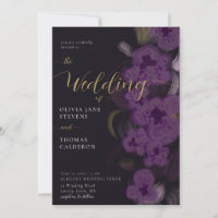 Élégant Moody Dark Purple Orchids Wreath Mariage