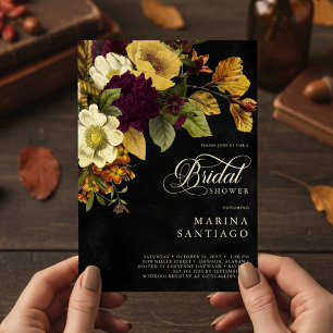 Invitation Elégant Moody Jewel Vintage Floral Fête des mariée