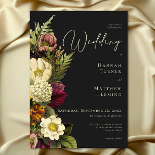 Invitation Élégant Moody Jewel Vintage Floral Mariage
