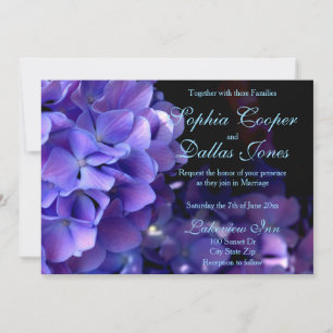 Invitation Élégant moody violet Mariage floral noir