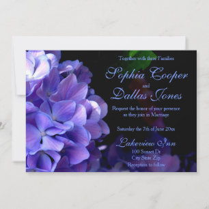 Invitation Élégant moody violet Mariage floral noir