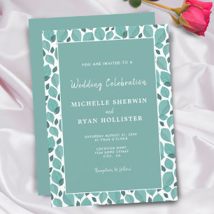Invitation Élégant motif botanique de feuille de turquoise Ma