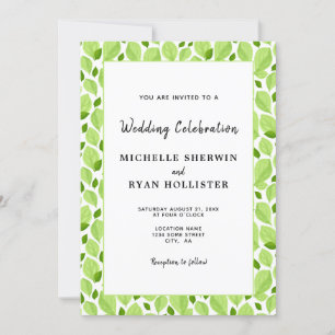 Invitation Élégant Motif de la feuille de Basil vert Mariage