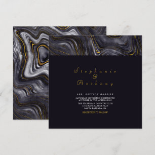 Invitation Élégant Motif de marbre gris-or de mariage