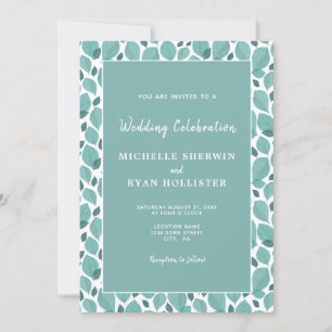 Invitation Elégant Motif feuille Turquoise Mariage botanique 
