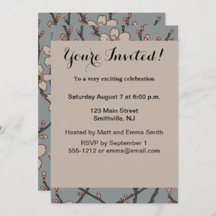 Invitation Élégant Motif Fleur rose Douce Fleur Fleur de Ceri