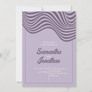 Invitation Élégant motif ondulé rétro moderne de mariage