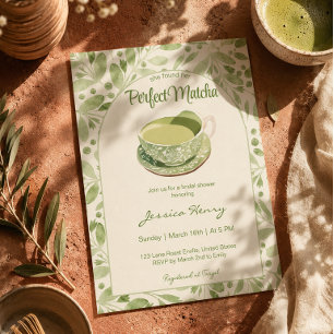 Invitation Élégant motif vert Perfect Matcha Shower de mariag