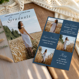 Invitation Elegant Multi Photo Graduation Party