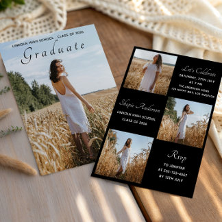 Invitation Elegant Multi Photo Graduation Party