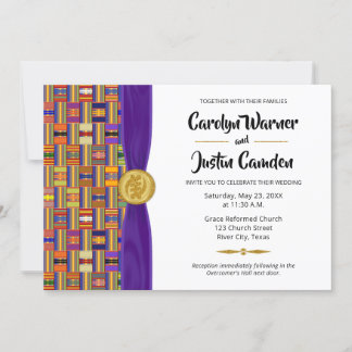Invitation Élégant Multicolor Africain Kente Cloth K45 Mariag