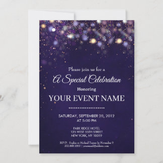 Invitation Elegant Navy Blue and Gold Circle Sphere Luxury 