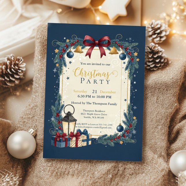 Invitation Elegant Navy Gold Christmas Party (Navy Gold Invitation
Festive Garland Card
Elegant Christmas Party
Snowflake Holiday Invite)