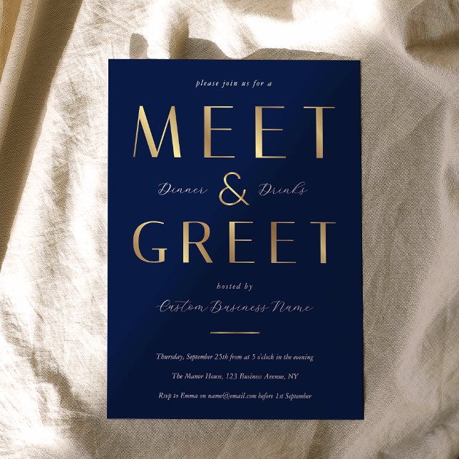 Invitation Elegant Navy & Gold Corporate Dinner Business (Créateur téléchargé)