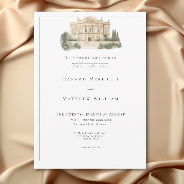 Invitation Élégant Néoclassique Vintage Scènes Mariage (Elegant Neoclassical Vintage Scenes Wedding Invitation)