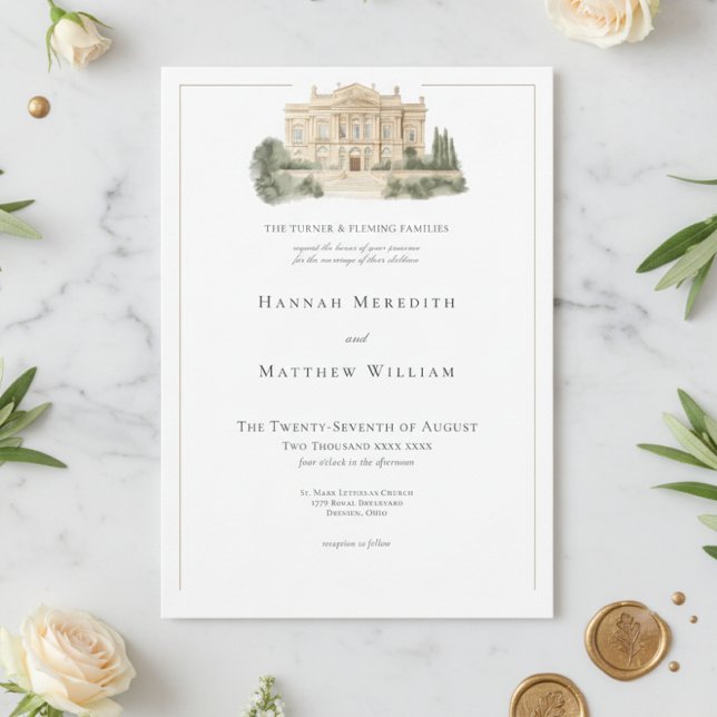 Invitation Élégant Néoclassique Vintage Scènes Mariage (Créateur téléchargé)