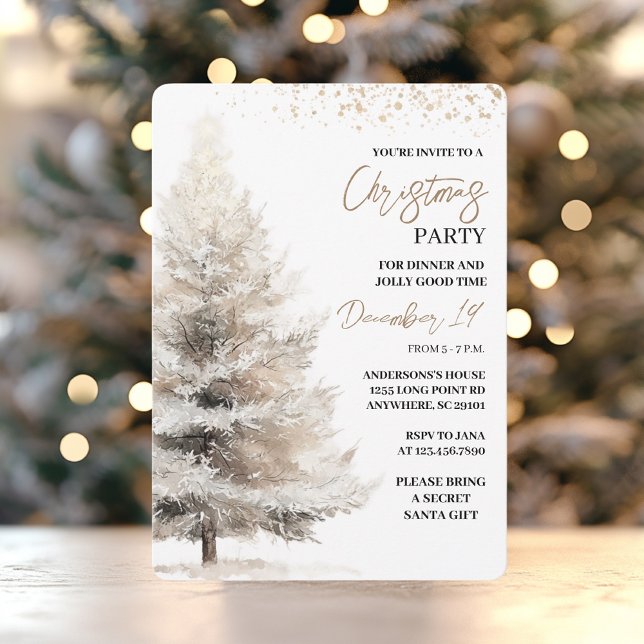 Invitation Elegant Neutral Watercolor Christmas (Créateur téléchargé)