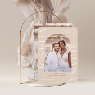 Invitation Élégant Neutre Deux Mariage photo