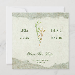 Invitation Élégant Neutre Vintage Vert Rustique Enregistrer L