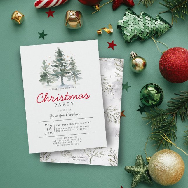 Invitation Élégant Noël Arbres Bois Fête de Noël (Créateur téléchargé)