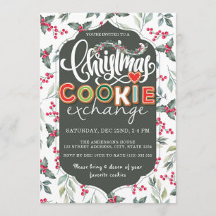 Invitation Élégant Noël Cookie Exchange Party Green