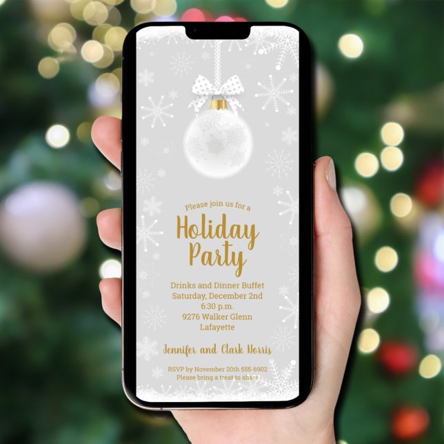 Invitation Élégant Noël de l'ornement de flocon de neige (Elegant Snowflake Ornament Christmas Invitations - INSTANT DOWNLOAD and/or PRINTED)