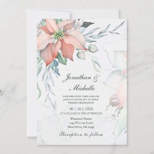 Invitation Élégant Noël d'hiver Floral Mariage chrétien