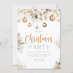 Invitation Élégant Noël doré Ornements Fête de Noël
