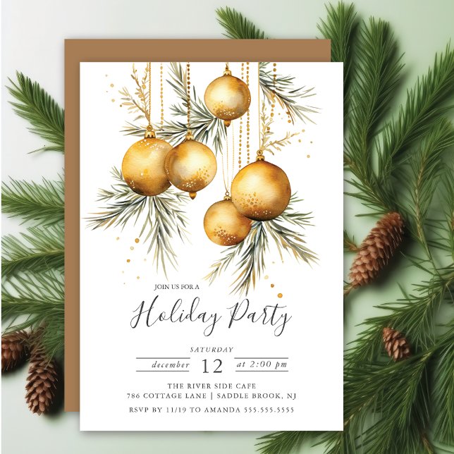 Invitation Élégant Noël doré Ornements Fête de Noël (Créateur téléchargé)