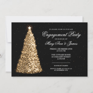 Invitation Élégant Noël Engagement Party Gold