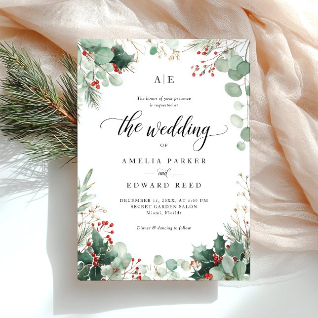 Invitation Élégant Noël Fête Mariage d'hiver (Créateur téléchargé)