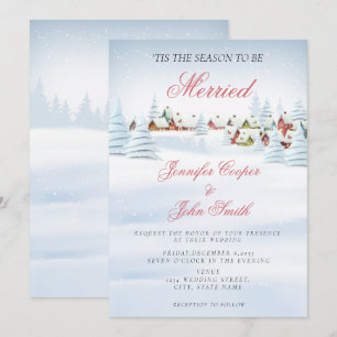Invitation Élégant Noël Moderne Chute de Neige Mariage d'Hive