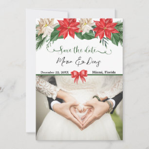 Invitation Elégant Noël Photo Wedding Enregistrer la date Inv