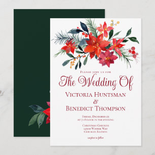 Invitation Élégant Noël Poinsettia Fleur Mariage d'hiver