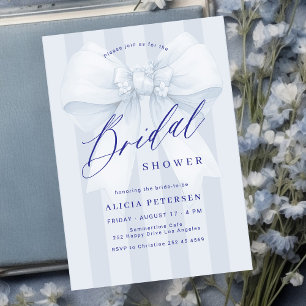 Invitation Élégant nœud papillon bleu pour une baby shower de