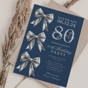 Invitation Élégant noeud papillon Coquette Save the Date 80e