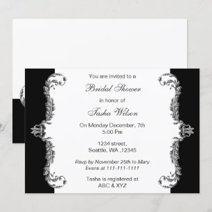 Invitation Élégant noir argent gris Fête des mariées Invitati