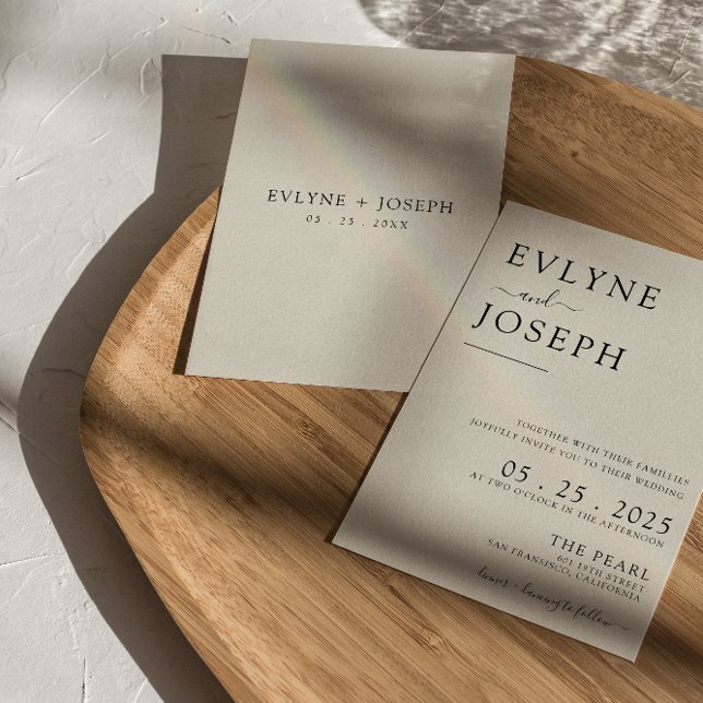 Invitation Elégant noir & blanc moderne Boho Mariage chic (Créateur téléchargé)