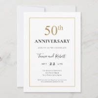 Élégant Noir Blanc Or 50e Anniversaire de Mariage