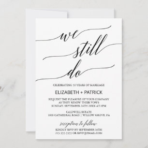 Invitation Élégant noir Calligraphie Renouvellement du vow
